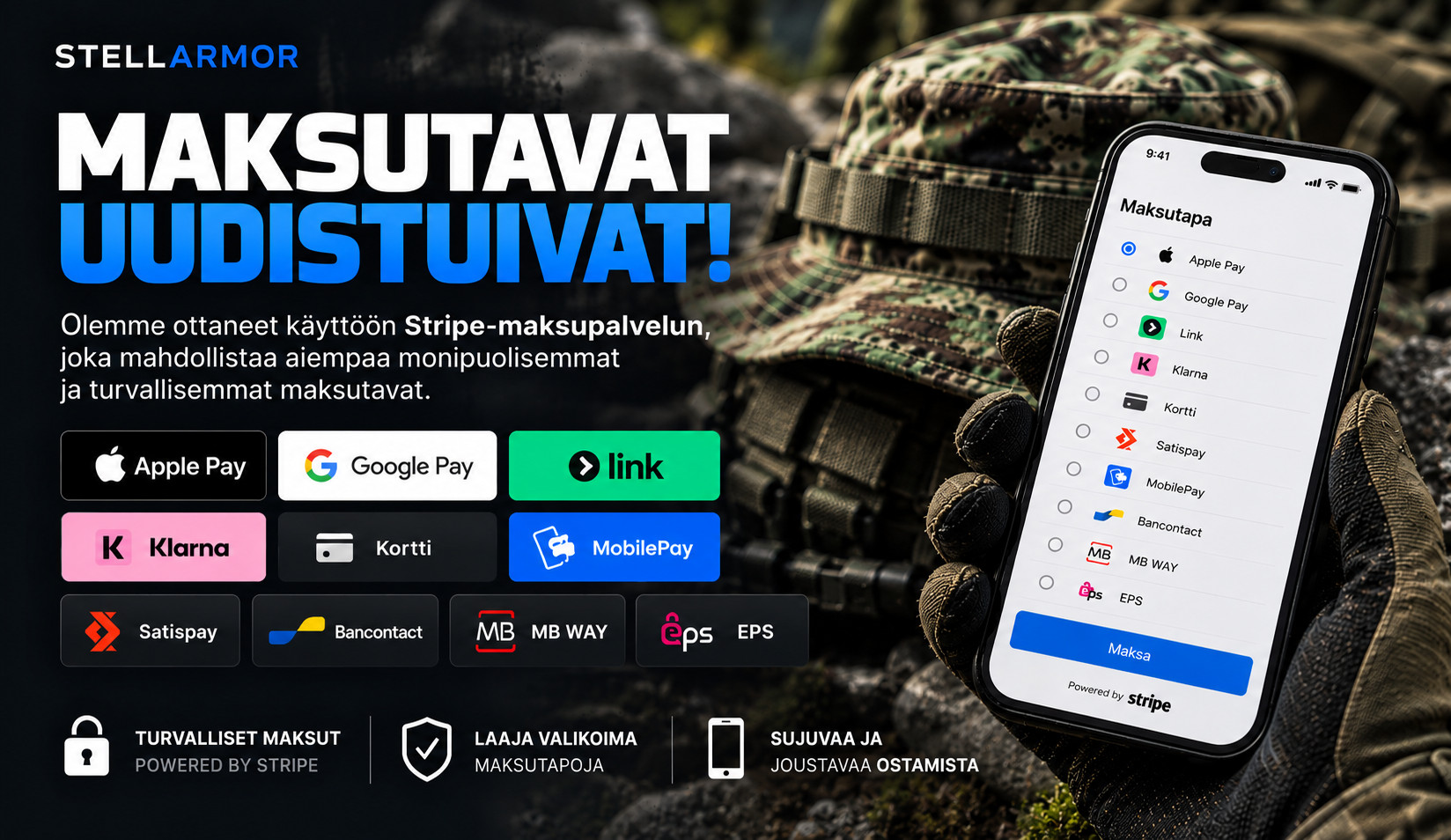 Uutiskuva verkkokauppamme maksutavat uudistuivat nyt entista enemman vaihtoehtoja