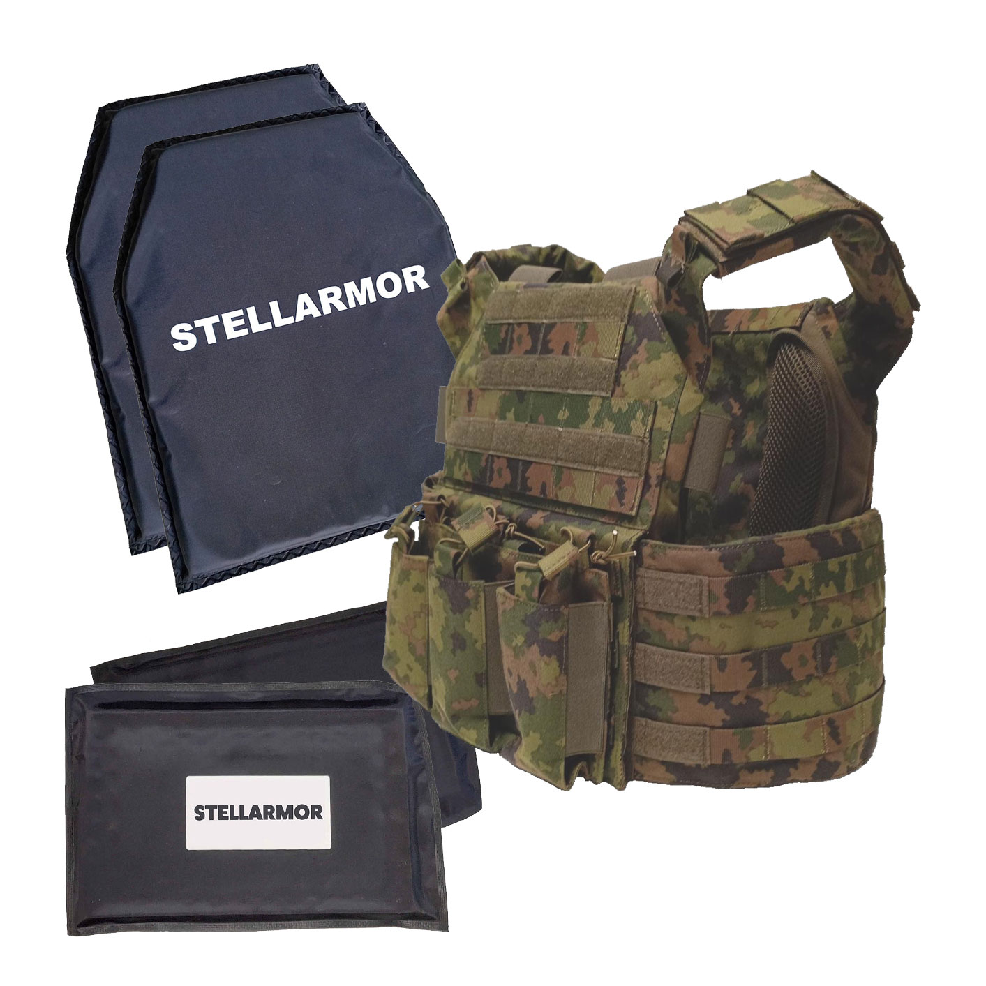 Combo: Plate Carrier, M24, luotisuojalevypari, IIIA ja kylkisuojalevypari, IIIA